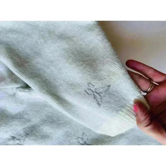 1980’s Beldoch Popper pullover‎ sweater white tinsel floral loose small medium - Picture 7 of 8